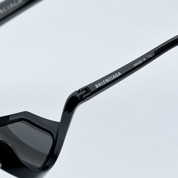 Balenciaga BB0289S 001 BRAND NEW Sunglasses Black Mirror Wraparound Unisex - Picture 10 of 12
